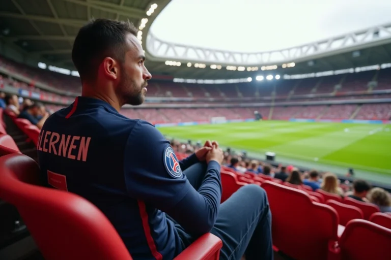 Supporter au Virage Auteuil du Parc des Princes regardant un match du PSG depuis les tribunes